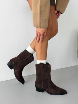 Замшеві демісезонні козаки зручної посадки коричневі gp-1058-11222-36 фото