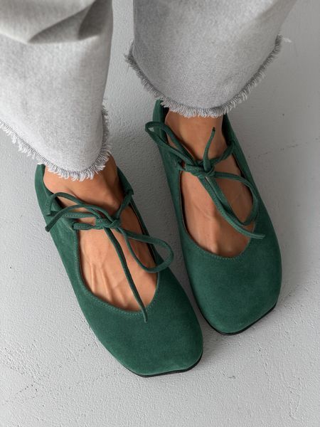 Балетки barefoot з перфорацією NikArt шкіряні зелені gp-864-11848-38 фото