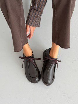 Утеплені лофери barefoot Amina шкіряні коричневі gp-1082-11969-38 фото